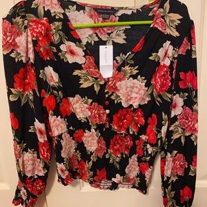 Floral Button up V-neck